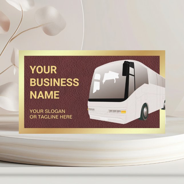 Brown Leather Sightseeing Tour Bus Agent Visitenkarte (Von Creator hochgeladen)