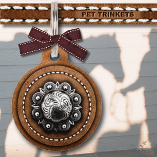 Brown Leather Silver Concho Country Western Haustiermarke