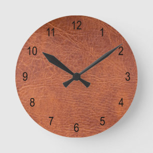 Brown-Leder Runde Wanduhr