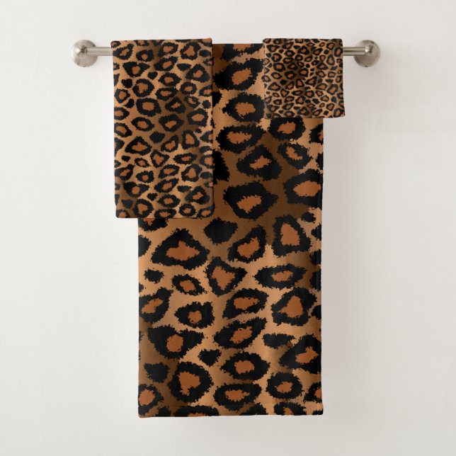 Brown Leopard Muster Badhandtuch Set (Insitu)