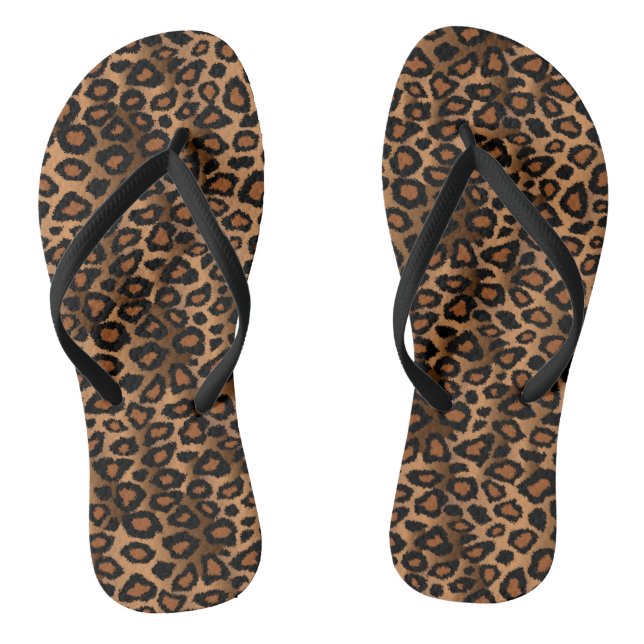 Brown Leopard Print Flip Flops (Fußbett)