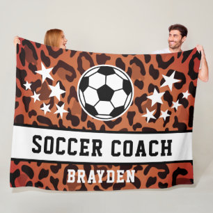 Brown Leopard Print Soccer Name Fleecedecke