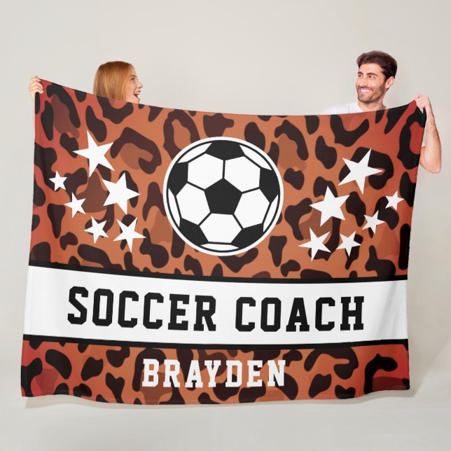 Brown Leopard Print Soccer Name Fleecedecke (Beispiel)