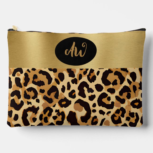Brown Leopard Print Zubehörtasche (Vorderseite)