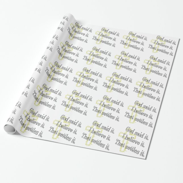 Brown Letters God sagte es Geschenkpapier (Ungerollt)