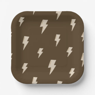 Brown Lightning Paper Plates - 9in Pappteller