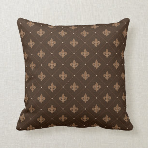 Brown Lilie French Damask Pattern Kissen