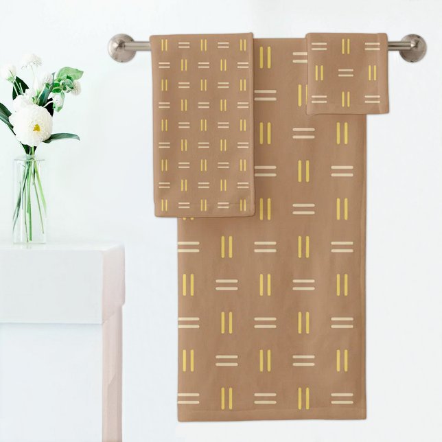 Brown Line Pattern Towel Badhandtuch Set (Von Creator hochgeladen)