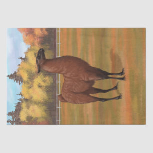 Brown Llama im Herbstweide Seidenpapier
