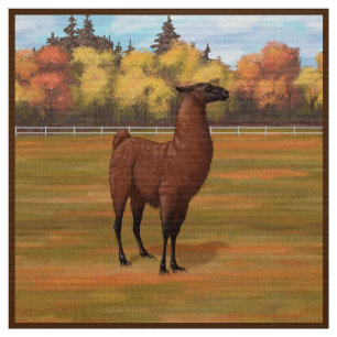 Brown Llama im Herbstweide Stoff