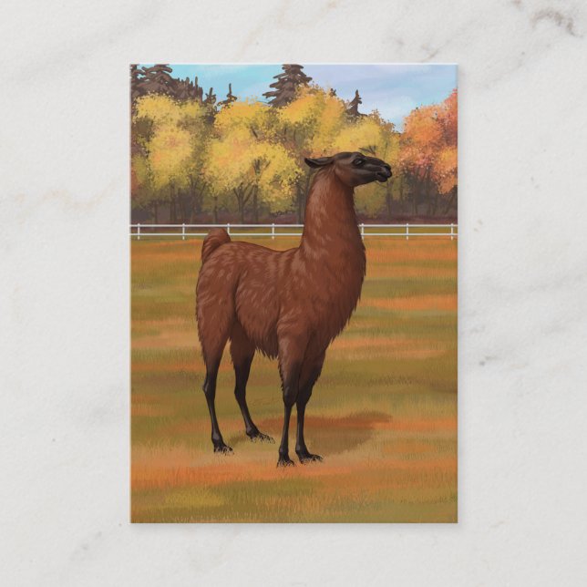 Brown Llama im Herbstweide Visitenkarte (Vorderseite)