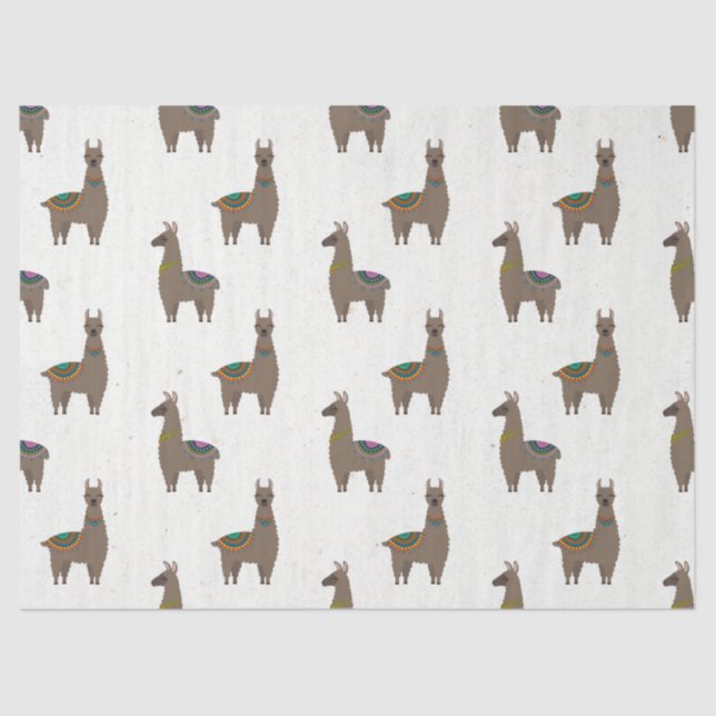 Brown Llamas auf der White Decoupage Seidenpapier (Vorderseite)