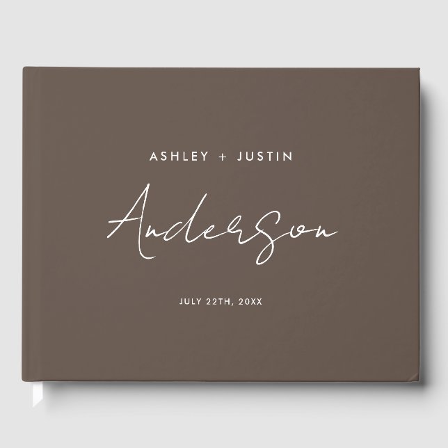 Brown Luxury Wedding Personalisiert Gästebuch (Vorderseite)