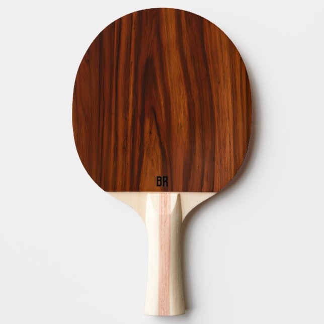 Brown Mahogany Wood Texture Monogram Tischtennis Schläger (Vorderseite)