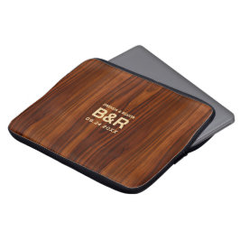 Brown Mahogany Wood Wedding Monogram Laptopschutzhülle