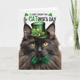 Brown Maine Coon St CATrick's Day Lucky Charm Feiertagskarte
