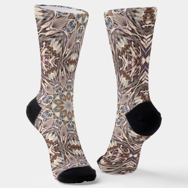 Brown Mandala Art Psychedelic Style Socks Socken (Gewinkelt)