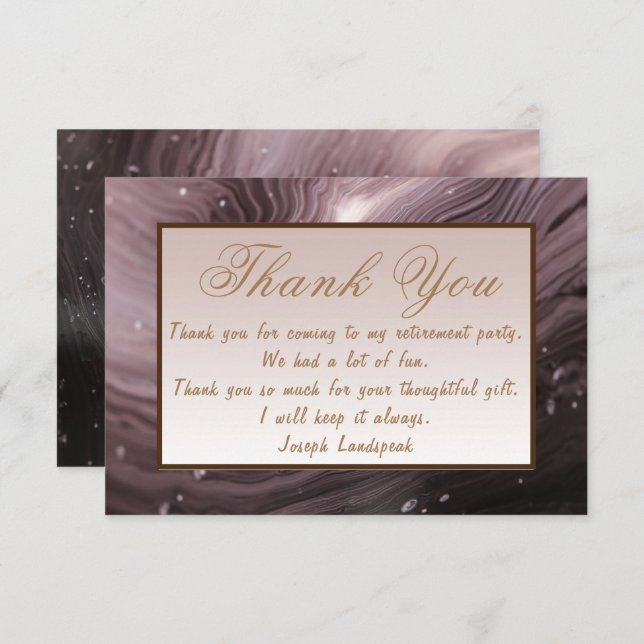 Brown Marble Happy Retirement Vielen Dank Mitteilungskarte (Vorne/Hinten)