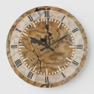 Brown Marble Texture Große Wanduhr