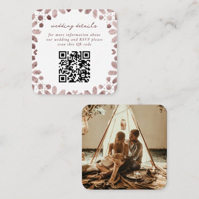 Brown marokkanische Tiles QR Code Wedding Begleitkarte (Vorne/Hinten)