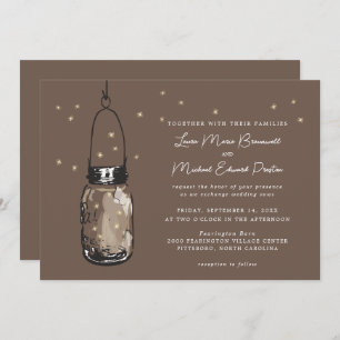 Brown Mason Jar Fireflies Einladung Hochzeit