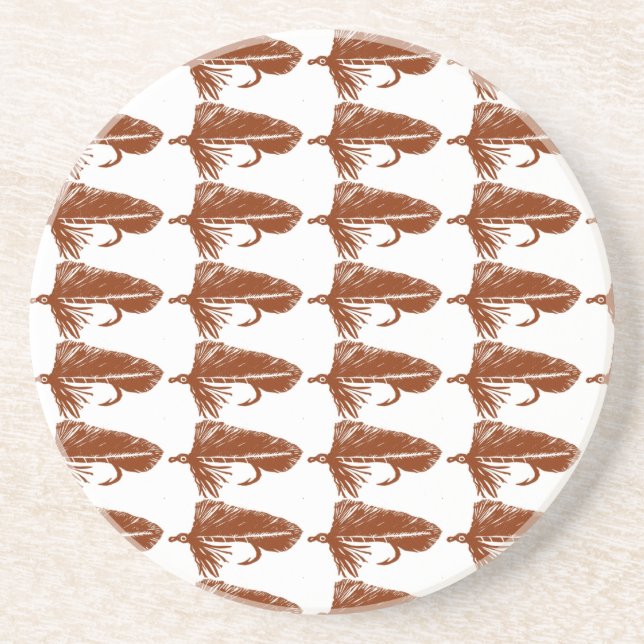 "Brown Matuka" Streamer Fly Pattern Untersetzer. Sandstein Untersetzer (Vorne)