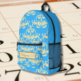 Brown Medallion Vintages Muster mit Bibelverse Bedruckter Rucksack