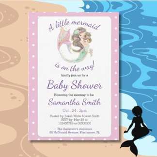 Brown Mermaid Baby Showthema Glitzer Einladung