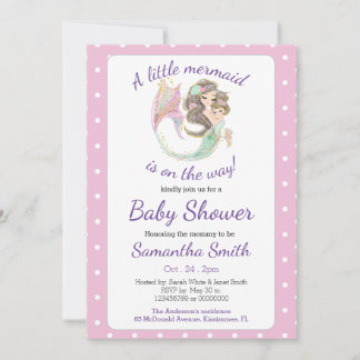 Brown Mermaid Baby Showthema Glitzer Einladung
