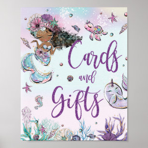Brown Mermaid Birthday Baby Showkarten & Geschenke Poster