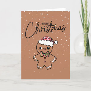 Brown Merry Christmas Niedlich Gingerbread Card Feiertagskarte