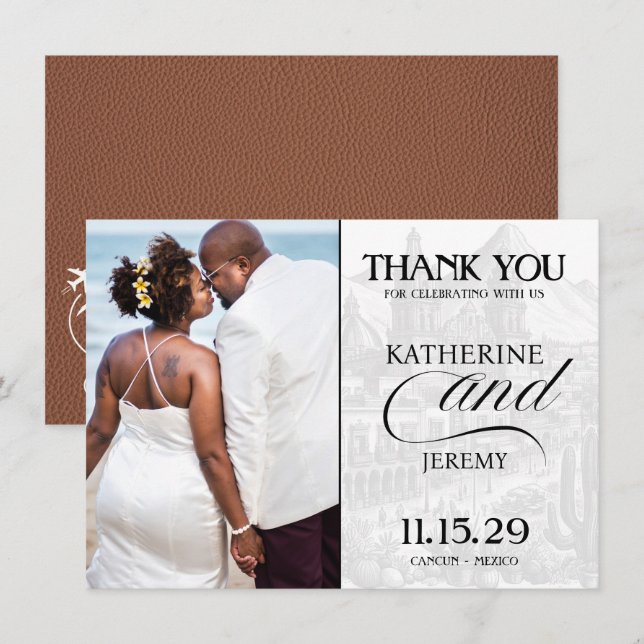 Brown Mexico Passport Dankeskarte (Vorne/Hinten)