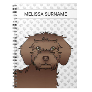 Brown Mini Goldendoodle Cartoon Dog & Text Notizblock