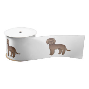 Brown Mini Goldendoodle Niedlich Cartoon Hunde Satinband