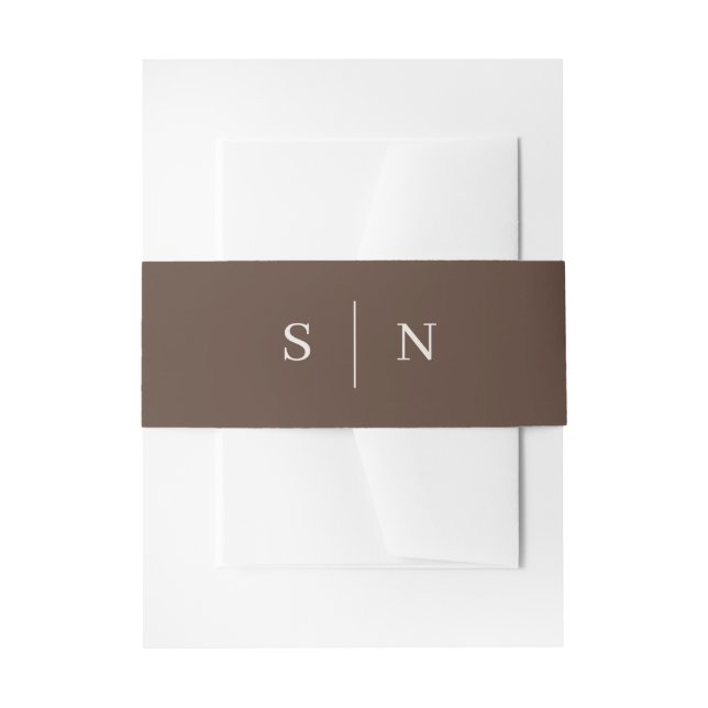 Brown Minimal and Chic | Monogram Einladungsbanderole (Vorderseite Beispiel)