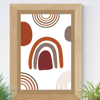 Brown Minimalistisch Abstrakt Boho Geometric Poster