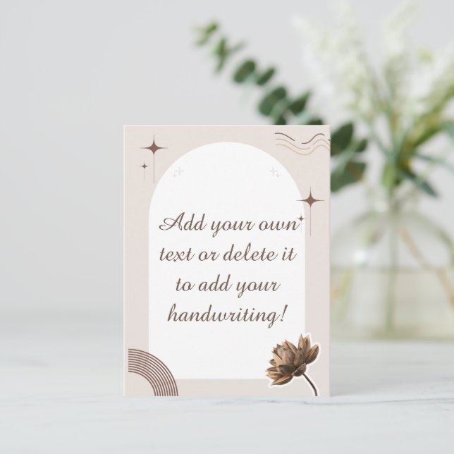 Brown Minimalistisch Boho Notes Anpassbare Postkar Postkarte (Stehend Vorderseite)