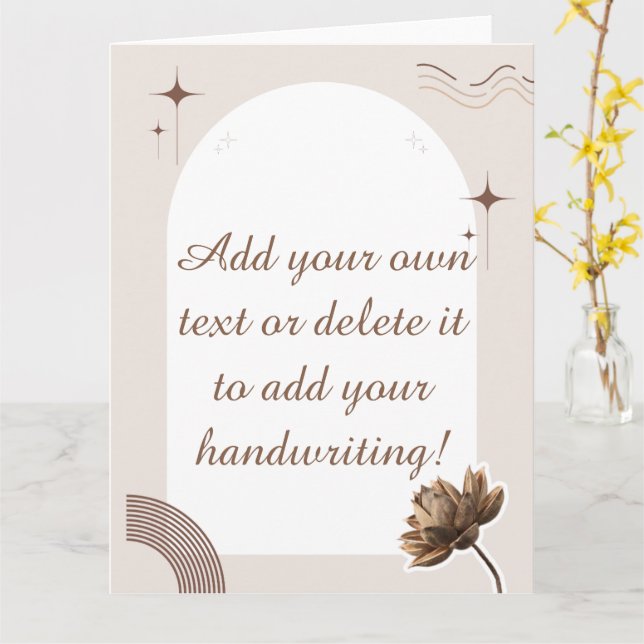 Brown Minimalistisch Boho Notes benutzerdefinierba Karte (Gelbe Blume)