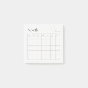 Brown Minimalistisch Monthly Planer Calendar Post-it Klebezettel