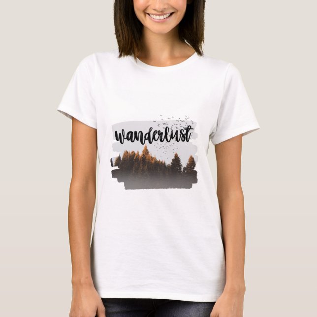 Brown Minimalistisch Wanderlust Mountain Forest T-Shirt (Vorderseite)
