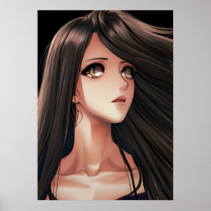 Brown Mit Augen Brünett Anime Girl Poster