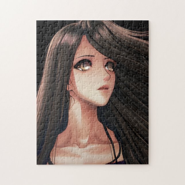 Brown Mit Augen Brünett Anime Girl Puzzle (Vertikal)