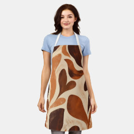 Brown Modern Art Flow Shapes All-Over Print Apron Schürze