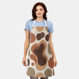 Brown Modern Art Flow Shapes All-Over Print Apron Schürze