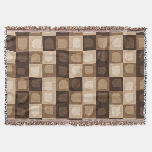 Brown Modern Boho Arch Geometric Aztec Muster Decke (Vorderseite)