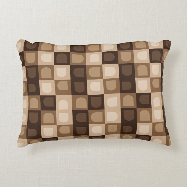 Brown Modern Boho Arch Geometric Aztec Muster Dekokissen (Vorderseite)