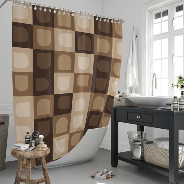 Brown Modern Boho Arch Geometric Aztec Muster Duschvorhang (Brown Modern Boho Arch Geometric Aztec Pattern Shower Curtain)