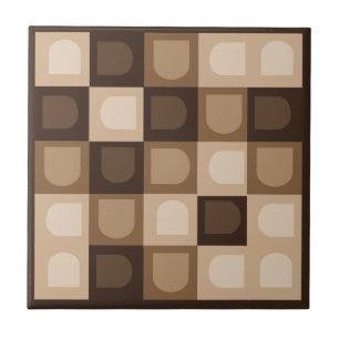 Brown Modern Boho Arch Geometric Aztec Muster Fliese