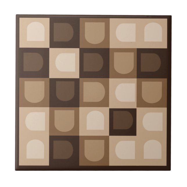 Brown Modern Boho Arch Geometric Aztec Muster Fliese (Vorderseite)