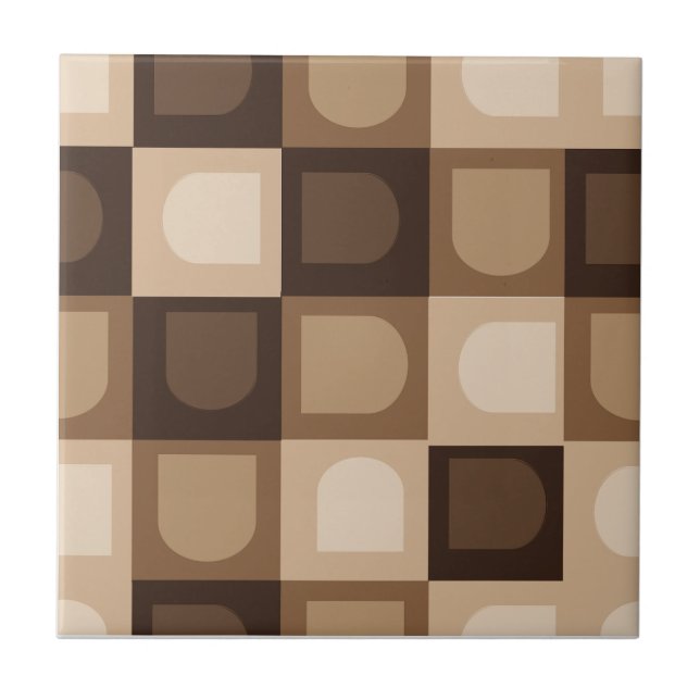 Brown Modern Boho Arch Geometric Aztec Muster Fliese (Vorderseite)